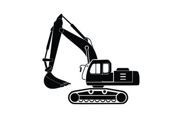 Black excavator icon isolated on white background. Beautiful Excavator icon.