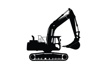 Excavator black icon, isolated on white background. Vector illustration.