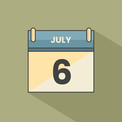 Calendar date month icon flat july vector