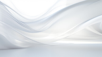 Obraz premium The soft and flowing white fabric stretches in the air