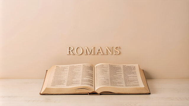 open bible, romans, illustration, AI generated