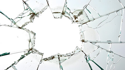 Broken Glass Window With Hole