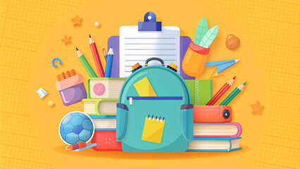 back to school concept,drawings illustration ,AI generated