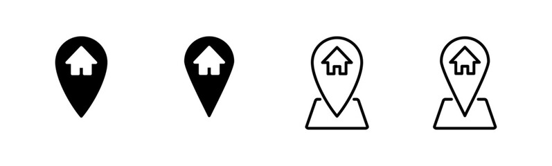 Address icon set. home location icon vector