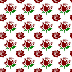 abstract rose flowers and leaves seamless pattern, illustration