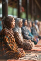 Fototapeta premium Closeup photography, Family Prayer Gathering, Illustrate a family gathering for communal prayers., clean environment