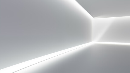 Minimalist white space decorated with LED light strips