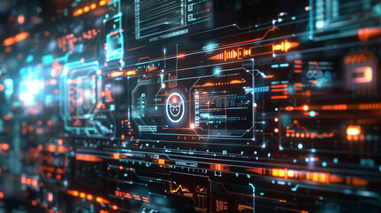 Fototapeta premium data programming machine learning futuristic digital software technology infrastructure on virtual screen 