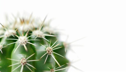 Obraz premium Macro image of a tiny cactus with spines, high-detail close-up, minimalistic design, isolated on a white background, ideal for modern and rustic decor 