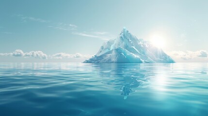 A melting iceberg in the Arctic Ocean, bright sunlight, vivid blue waters, detailed textures 