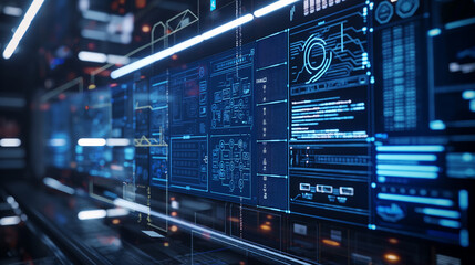 Fototapeta premium data programming machine learning futuristic digital software technology infrastructure on virtual screen 