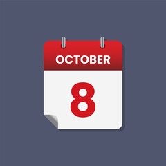 Calendar date month icon flat october vector