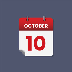 Calendar date month icon flat october vector