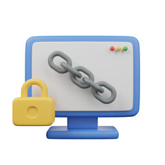 3d icon of screen page chain padlock