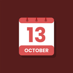 Calendar date month icon flat october vector