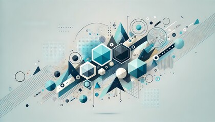 Abstract geometric banner with a modern color palette for a technology conference advertisement