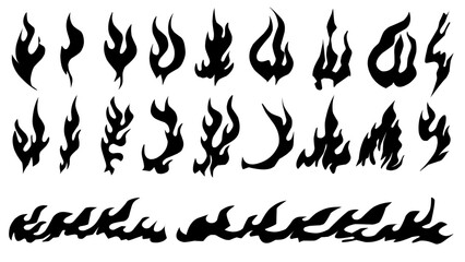 set of fire shape black and white illustration element vector © Artmoreink