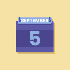 Calendar date month icon flat september vector