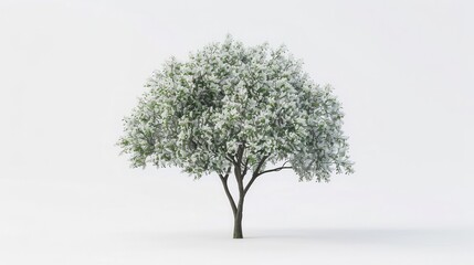 Obraz premium photorealistic 3d render of amelanchier tree isolated on white background 3d illustration