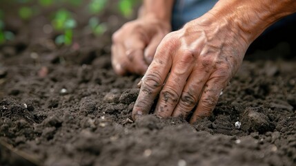 planting seeds of hope hands nurturing fresh soil closeup photo