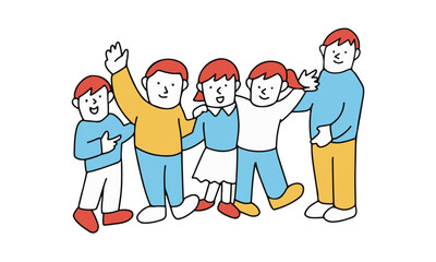 いろんな学年の子供たち　家族　多様性のイラスト