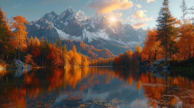 Autumn Reflections in a Mountain Lake
