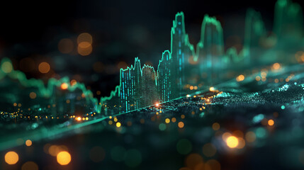 raising stock line graph without any numbers green colour, black background.