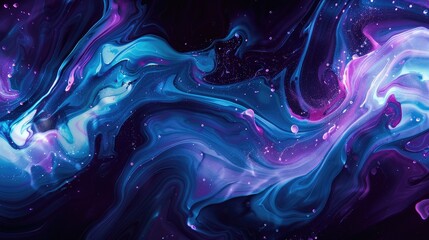 Shiny paint with neon purple and blue colors creating an abstract flowing background