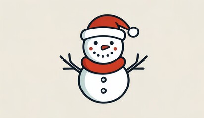 Fototapeta premium snowman with hat and smile