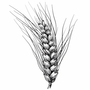 recommend clip art: Line art drawing of wheat ear