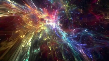 Cosmic Abstract with Vibrant Colors and Flowing Lines