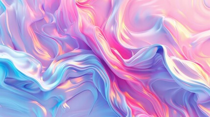 Obraz premium Swirls of vibrant pastel colors, including pink, blue, and purple, blend seamlessly to create a flowing, silky texture with a soft, iridescent glow.