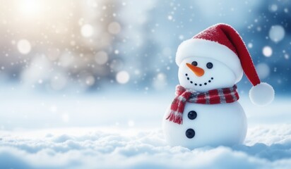 Fototapeta premium snowman on the snow background