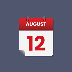 Calendar date month icon flat august vector