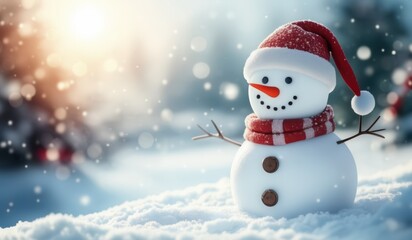 snowman on the snow background