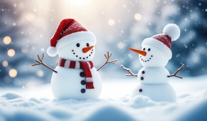 snowman on the snow background