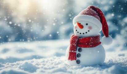 Obraz premium snowman on the snow background