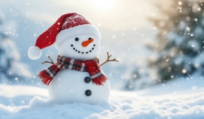 snowman on the snow background