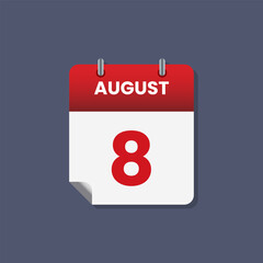 Calendar date month icon flat august vector
