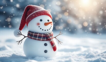 Obraz premium snowman on the snow background