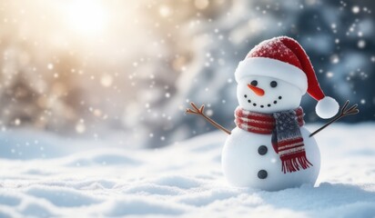 snowman on the snow background