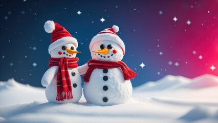 Fototapeta premium snowman on the snow background