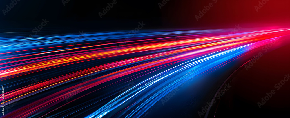 Wall mural abstract illustration depicting high-speed light trails in 3d, creating a dynamic and futuristic bac