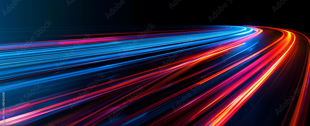 Wall mural abstract illustration depicting high-speed light trails in 3d, creating a dynamic and futuristic bac