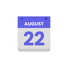 Calendar date month icon flat august vector