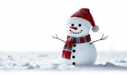 snowman with red hat and red scarf