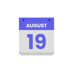 Calendar date month icon flat august vector