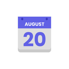 Calendar date month icon flat august vector