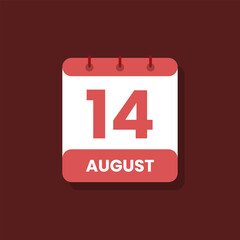 Calendar date month icon flat august vector