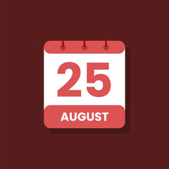 Calendar date month icon flat august vector